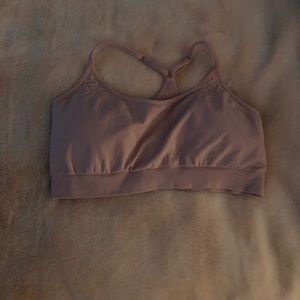 fabletics lace print sports bra light pink